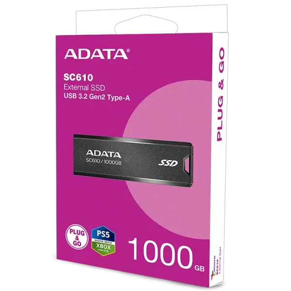 DISCO DE ESTADO SOLIDO EXTERNO ADATA SC610 - 500GB - USB 3,2 - NEGRO