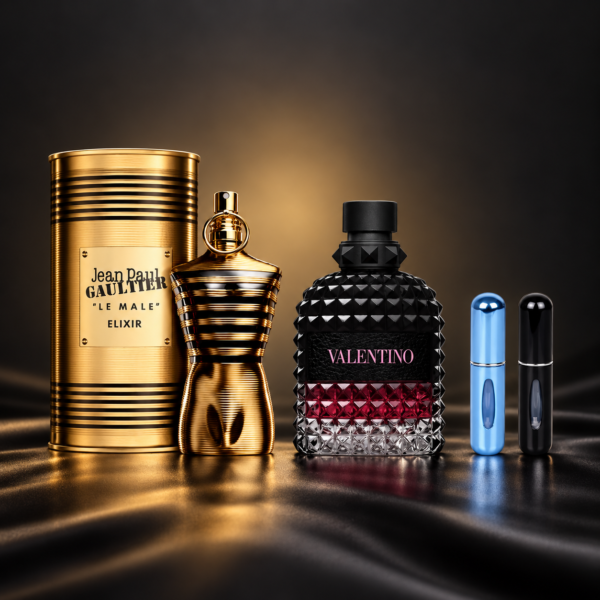 Combo Le Male Elixir + Valentino Intense + 2 Perfumeros – Calidad 1.1